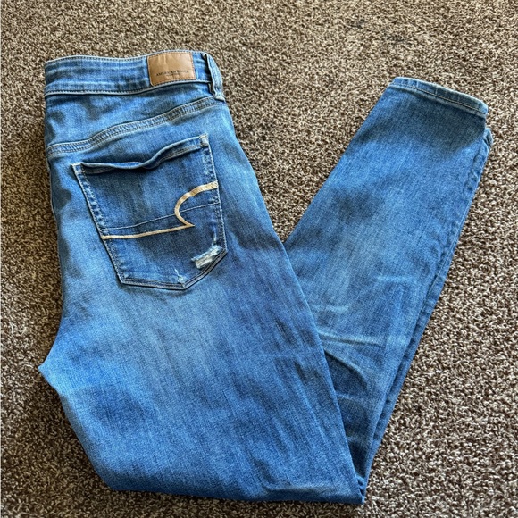 American Eagle Outfitters Blue Skinny Jeans Distressed - Picture 2 of 2